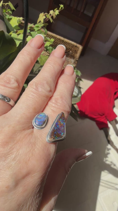 Open Ring with Boulder Opals UK O / US 7 1/4