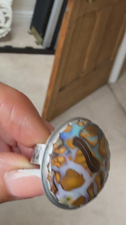 Large Boulder Opal Ring US 8 UK P 1/2