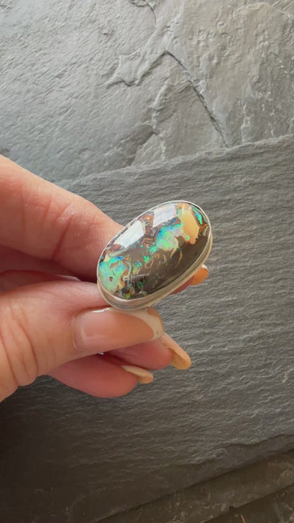 Large Boulder Opal Ring US 8