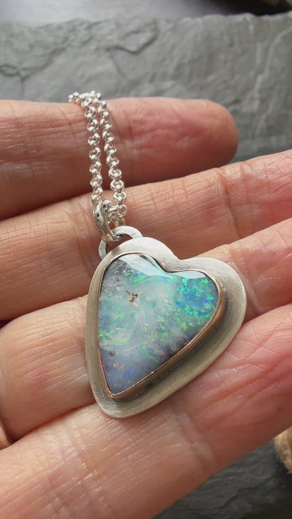 Blue Heart Opal Necklace