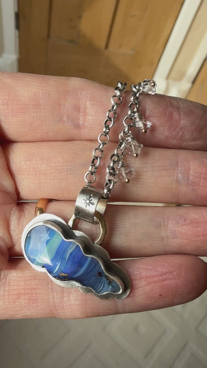 Blue Cloud Opal with Herkimer Diamonds