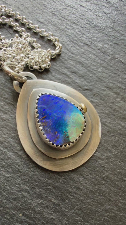 FOR CHRISTINE - 1 of 2 - Deep Blue Opal Necklace