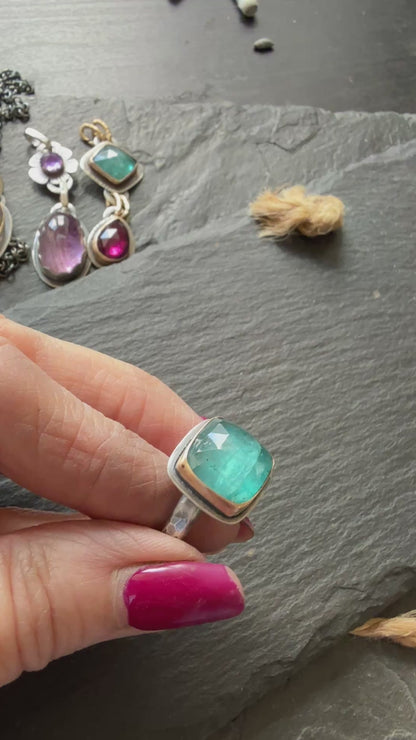 Teal Blue Kyanite Ring 7