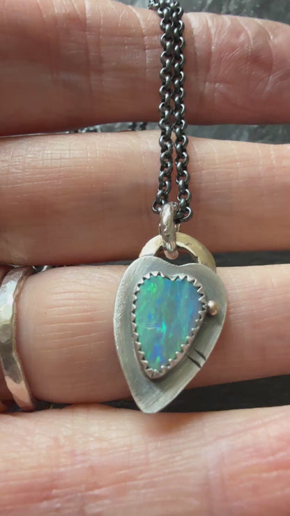 Ultra Dainty heart Opal pendant