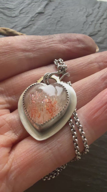 Heart Confetti Sunstone Pendant